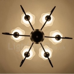 Lámpara de araña de metal integrada estilo rústico de 6 luces