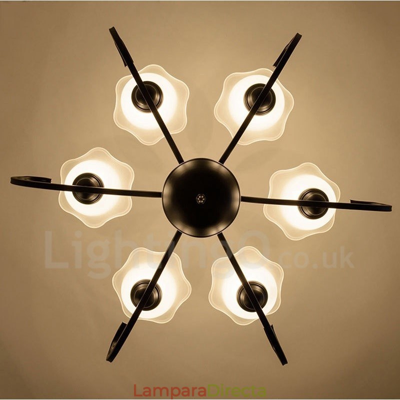 Lámpara de araña de metal integrada estilo rústico de 6 luces