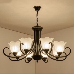 Lámpara de araña de metal integrada estilo rústico de 8 luces
