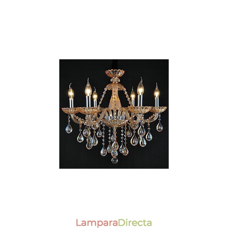 Lámpara de araña de cristal tradicional clásica de 6 luces