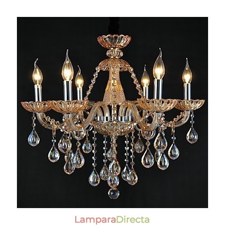 Lámpara de araña de cristal tradicional clásica de 6 luces Lámpara de araña de cristal tradicional clásica de 6 luces