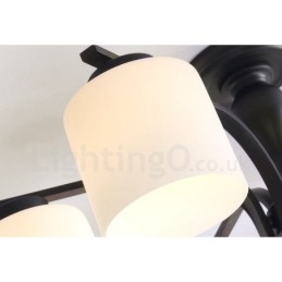 Lámpara de araña de metal integrada de 5 luces con pantalla de cristal