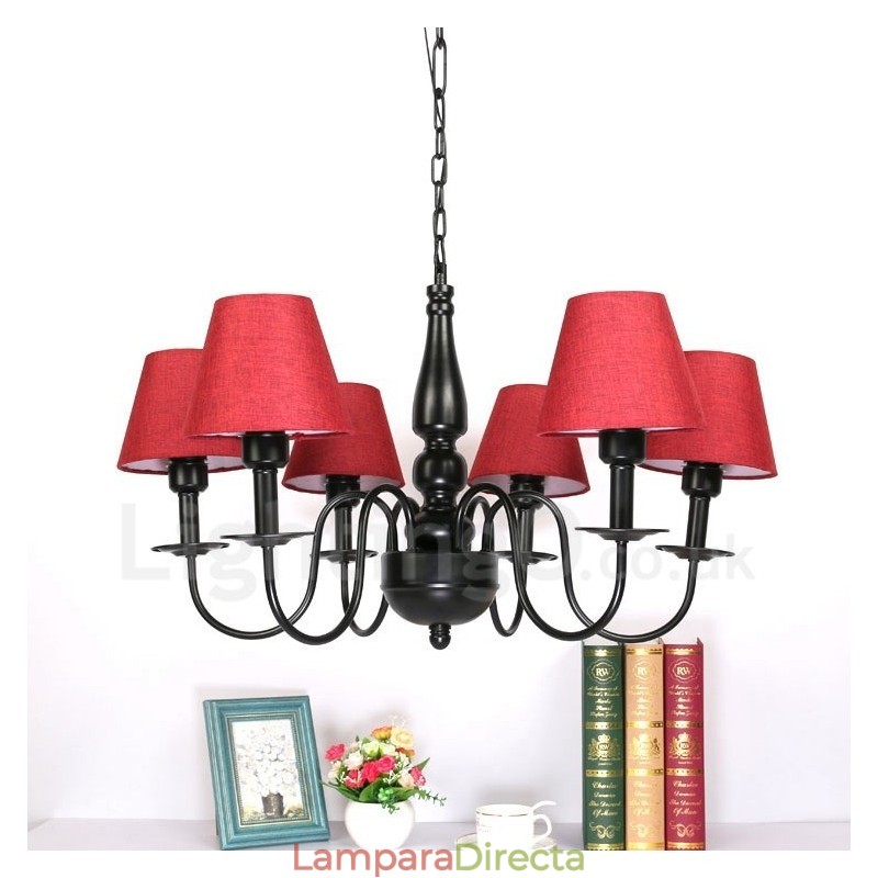 Lámpara de araña de metal integrada de estilo mediterráneo de 6 luces