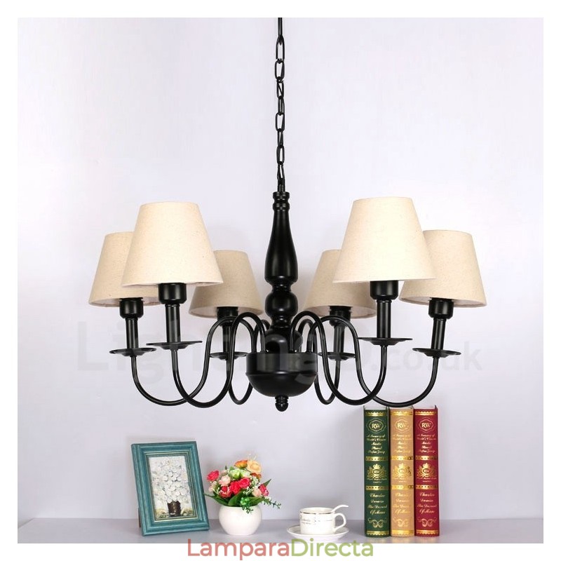 Lámpara de araña de metal integrada de estilo mediterráneo de 6 luces