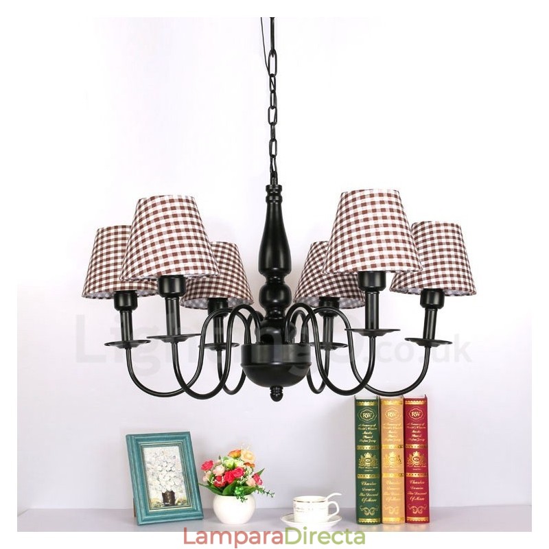 Lámpara de araña de metal integrada de estilo mediterráneo de 6 luces