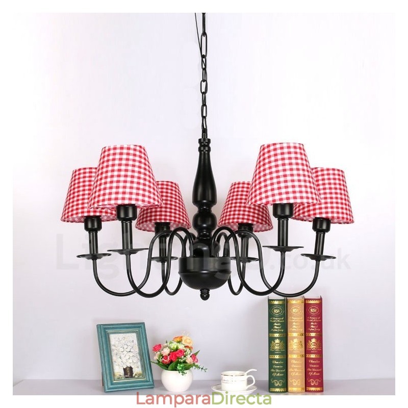 Lámpara de araña de metal integrada de estilo mediterráneo de 6 luces