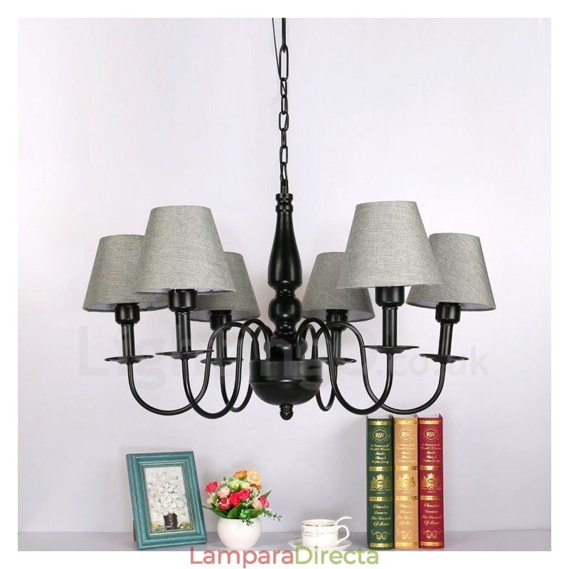 Lámpara de araña de metal integrada de estilo mediterráneo de 6 luces