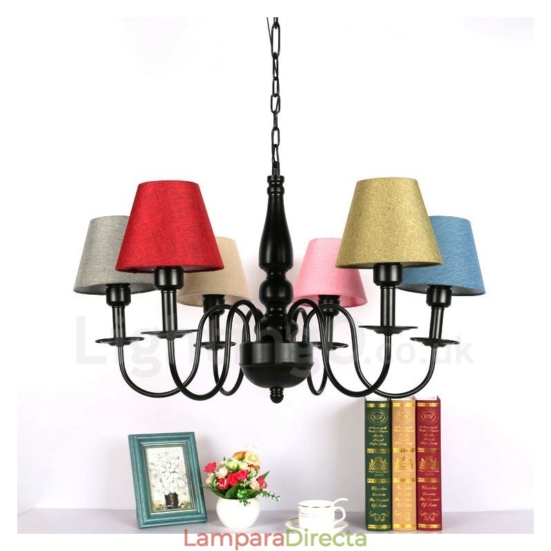 Lámpara de araña de metal integrada de estilo mediterráneo de 6 luces