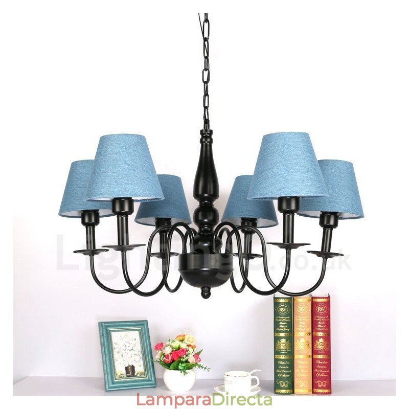 Lámpara de araña de metal integrada de estilo mediterráneo de 6 luces