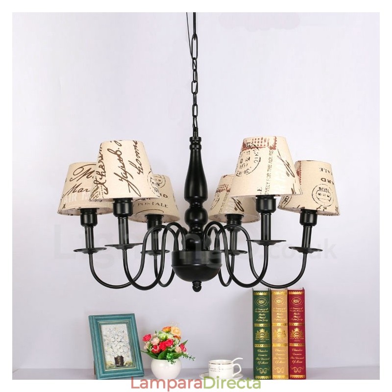 Lámpara de araña de metal integrada de estilo mediterráneo de 6 luces