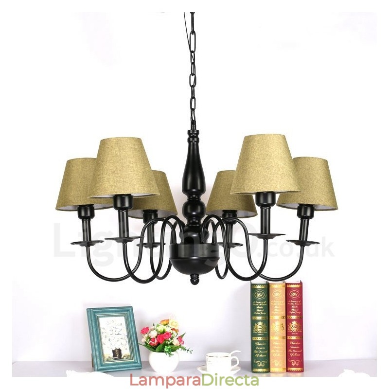 Lámpara de araña de metal integrada de estilo mediterráneo de 6 luces