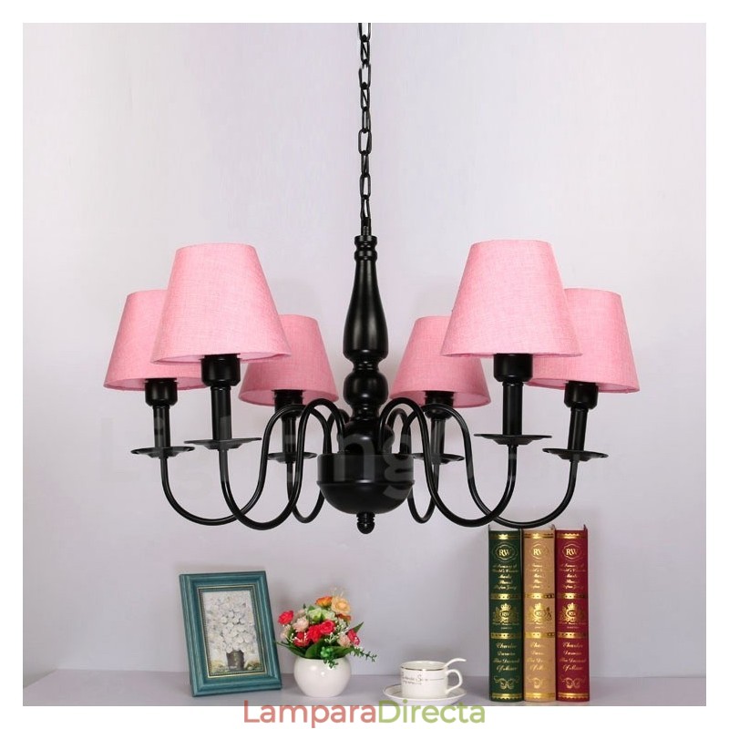 Lámpara de araña de metal integrada de estilo mediterráneo de 6 luces