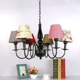 Lámpara de araña de metal integrada de estilo mediterráneo de 6 luces