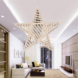 Lámpara de araña vintage de madera con forma de estrella de cinco puntas
