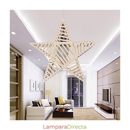 Lámpara de araña vintage de madera con forma de estrella de cinco puntas Lámpara de araña vintage de madera con forma de estrella de cinco puntas