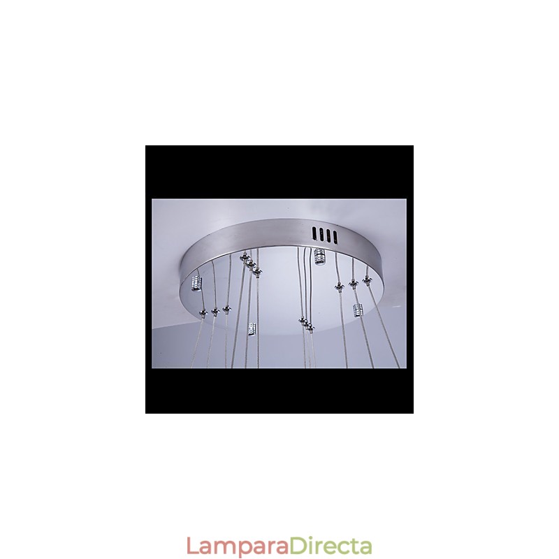 Lámpara colgante moderna de tres anillos, luz blanca cálida, D204060, transparente, K9, cristal grande, luces de techo