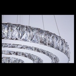Lámpara colgante moderna de tres anillos, luz blanca cálida, D204060, transparente, K9, cristal grande, luces de techo