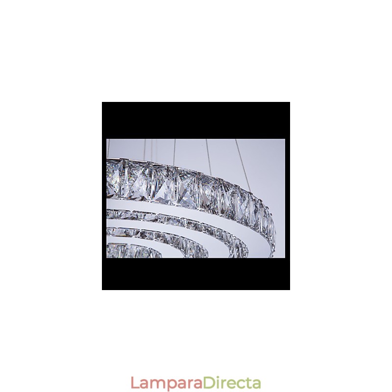 Lámpara colgante moderna de tres anillos, luz blanca cálida, D204060, transparente, K9, cristal grande, luces de techo