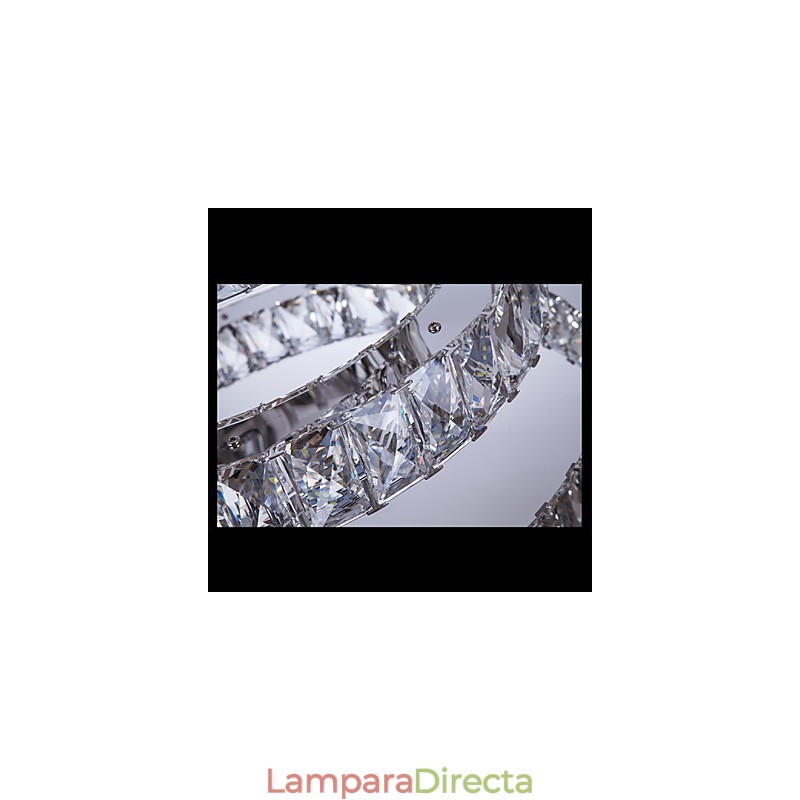 Lámpara colgante moderna de tres anillos, luz blanca cálida, D204060, transparente, K9, cristal grande, luces de techo