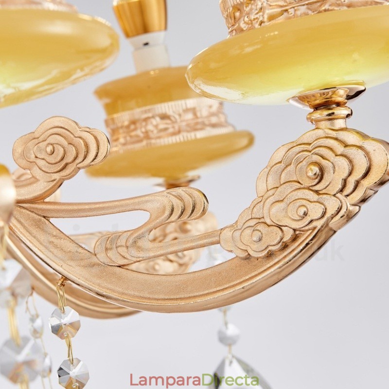 Lámpara de araña clásica tradicional de lujo de metal integrada de 6 luces