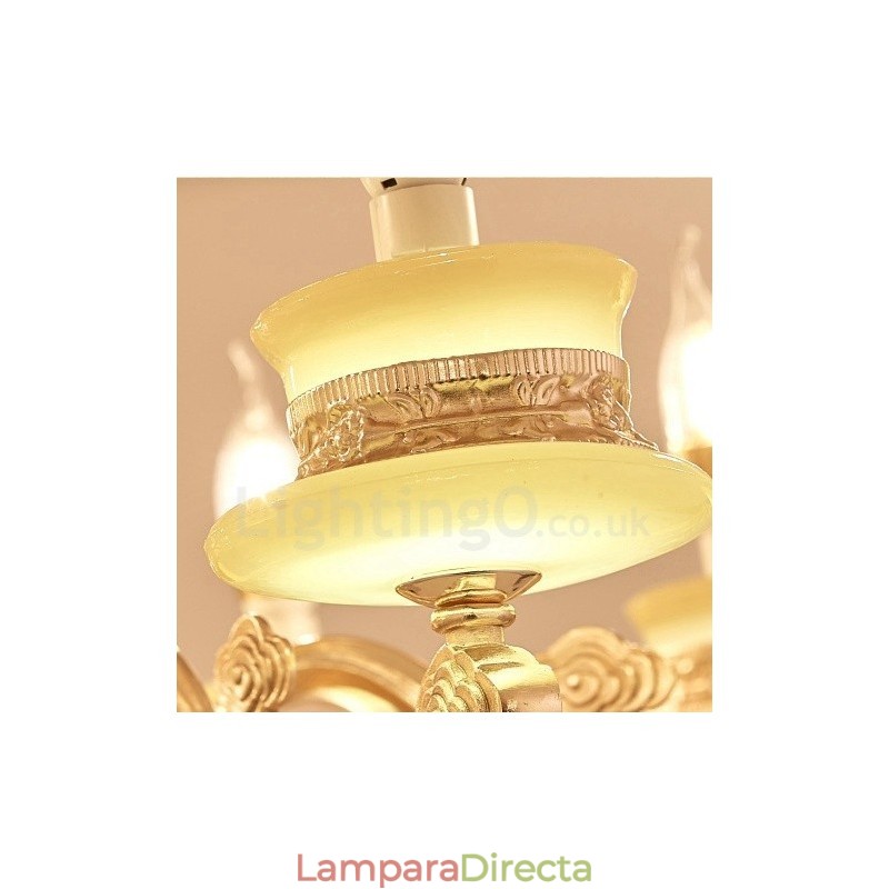 Lámpara de araña clásica tradicional de lujo de metal integrada de 6 luces
