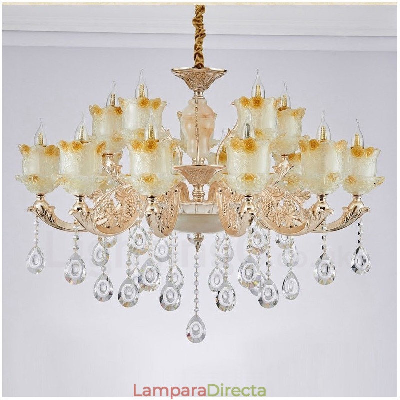 Lámpara de araña clásica tradicional de metal integrada de 15 luces