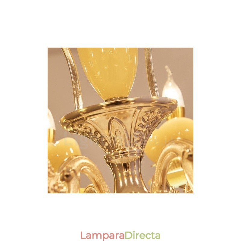 Lámpara de araña clásica tradicional de metal integrada de 6 luces