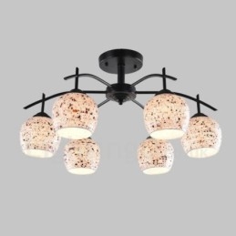 Lámpara de araña integrada de estilo mediterráneo de 6 luces con pantalla de cristal