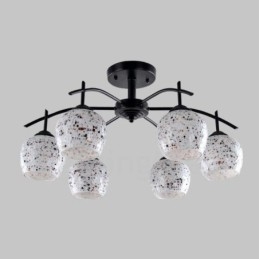 Lámpara de araña integrada de estilo mediterráneo de 6 luces con pantalla de cristal