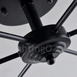 Lámpara de araña integrada de estilo mediterráneo de 6 luces con pantalla de cristal