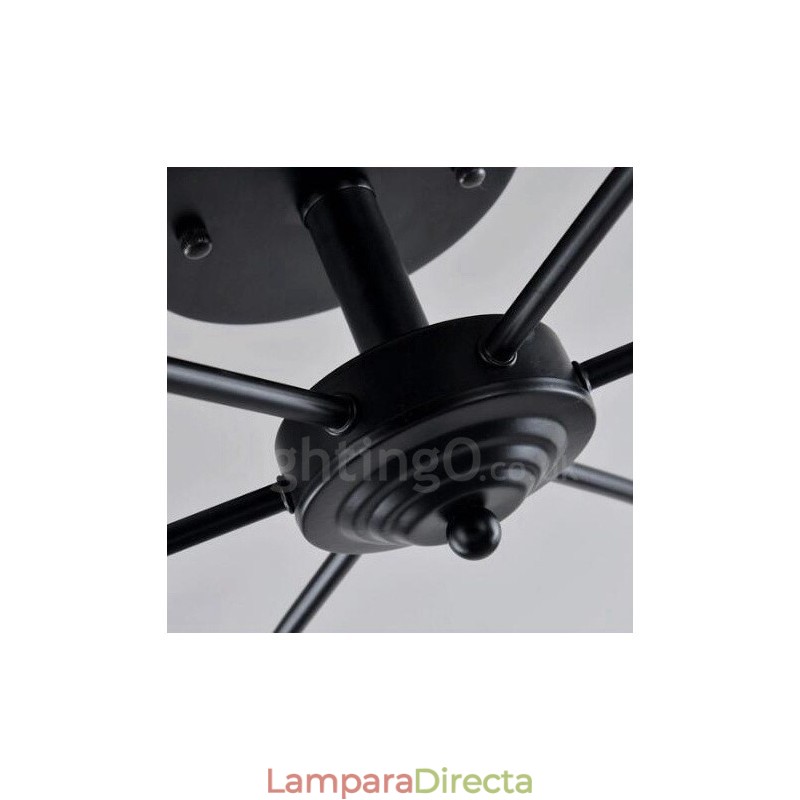 Lámpara de araña integrada de estilo mediterráneo de 6 luces con pantalla de cristal