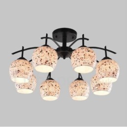 Lámpara de araña integrada de estilo mediterráneo de 8 luces con pantalla de cristal