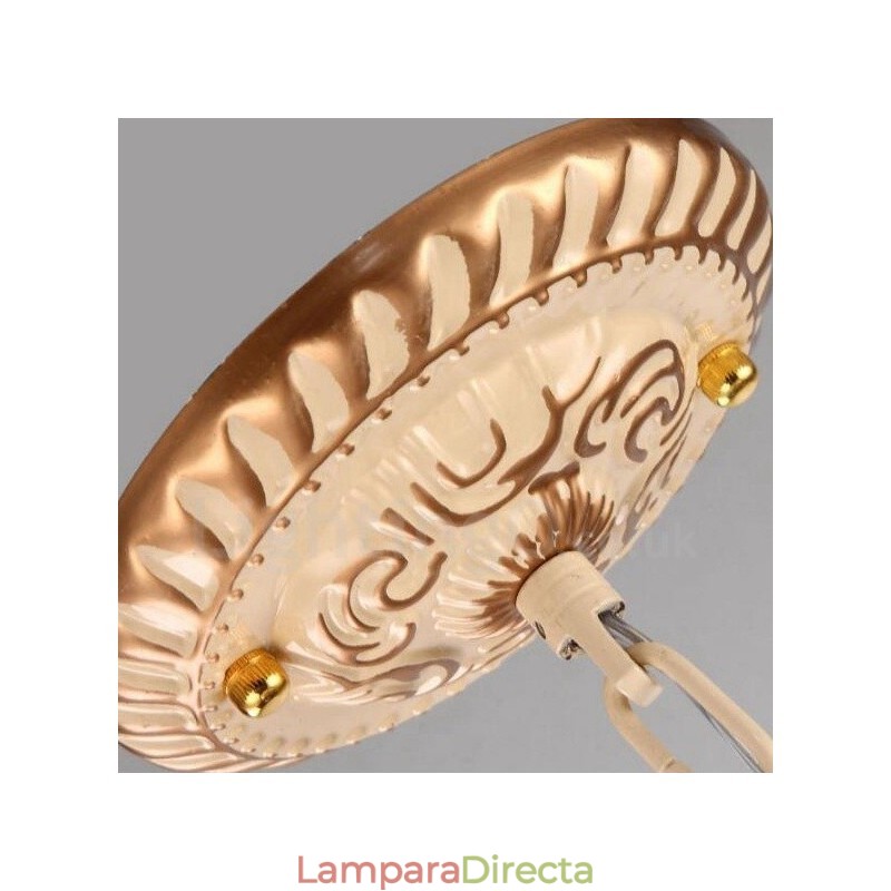 Lámpara de araña de metal integrada de estilo mediterráneo de 3 luces con pantalla de cristal