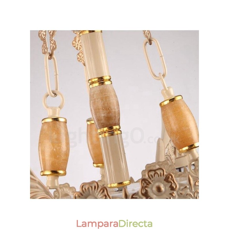 Lámpara de araña de metal integrada de estilo mediterráneo de 3 luces con pantalla de cristal