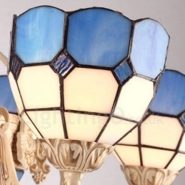 Lámpara de araña de metal integrada de estilo mediterráneo de 3 luces con pantalla de cristal