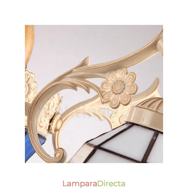 Lámpara de araña de metal integrada de estilo mediterráneo de 3 luces con pantalla de cristal