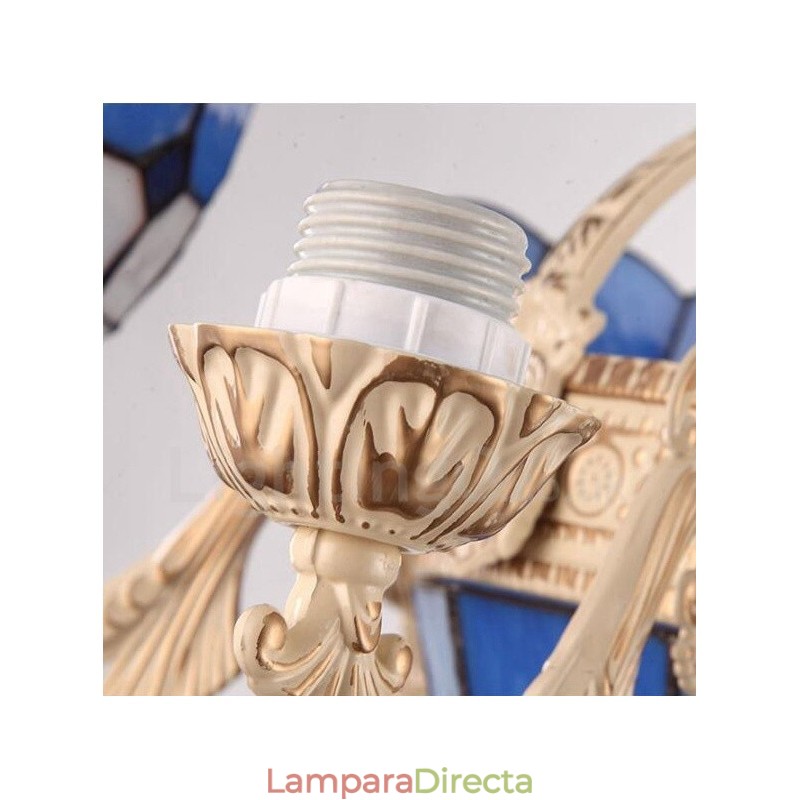 Lámpara de araña de metal integrada de estilo mediterráneo de 3 luces con pantalla de cristal