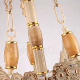Lámpara de araña de metal integrada de estilo mediterráneo de 5 luces con pantalla de cristal