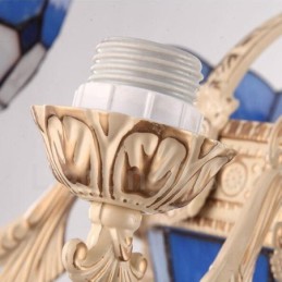 Lámpara de araña de metal integrada de estilo mediterráneo de 5 luces con pantalla de cristal