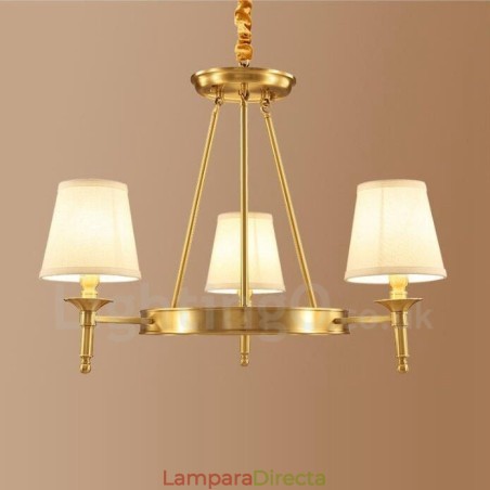 Lámpara de araña rústica de 3 luces con iluminación integrada de metal y cobre Lámpara de araña rústica de 3 luces con iluminación integrada de metal y cobre