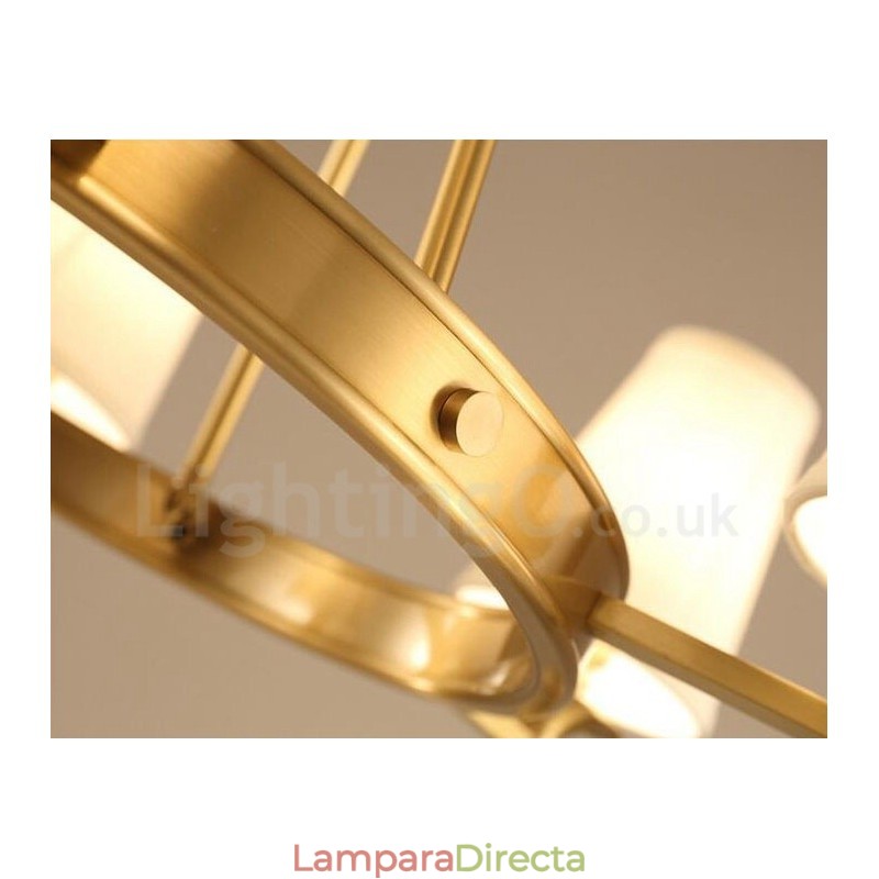 Lámpara de araña rústica de 3 luces con iluminación integrada de metal y cobre