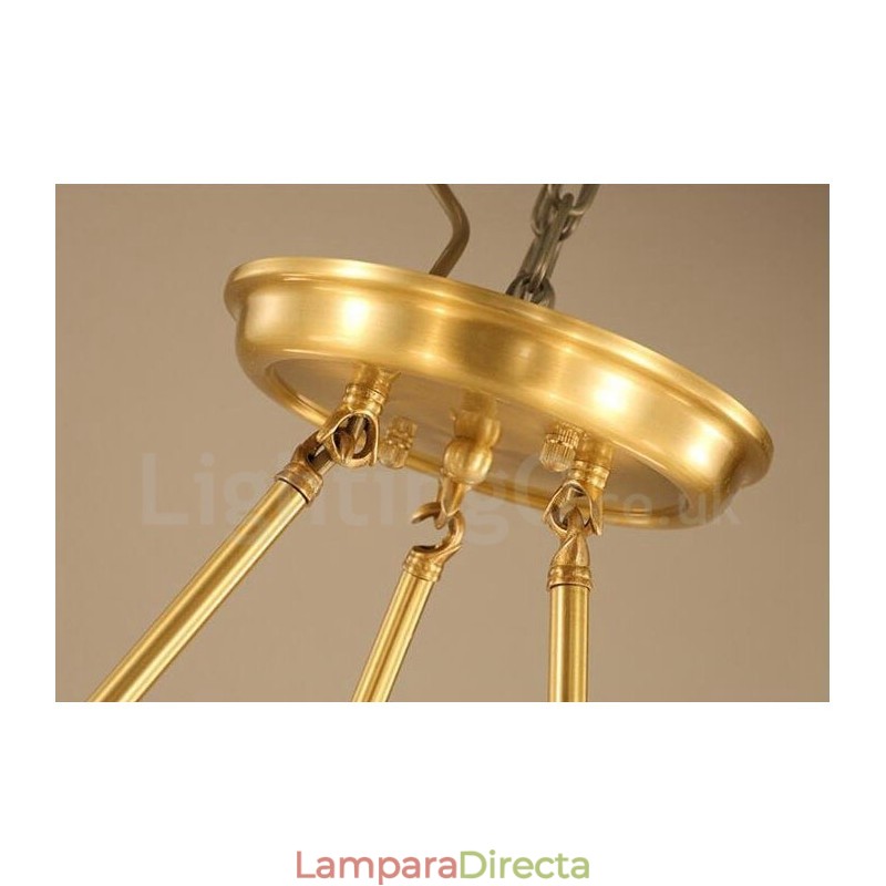 Lámpara de araña rústica de 3 luces con iluminación integrada de metal y cobre
