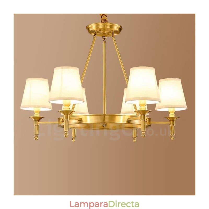 Lámpara de araña de metal integrada estilo rústico de 6 luces