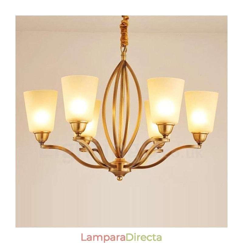 Lámpara de araña de metal integrada estilo rústico de 6 luces