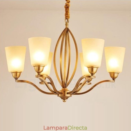 Lámpara de araña de metal integrada estilo rústico de 6 luces Lámpara de araña de metal integrada estilo rústico de 6 luces