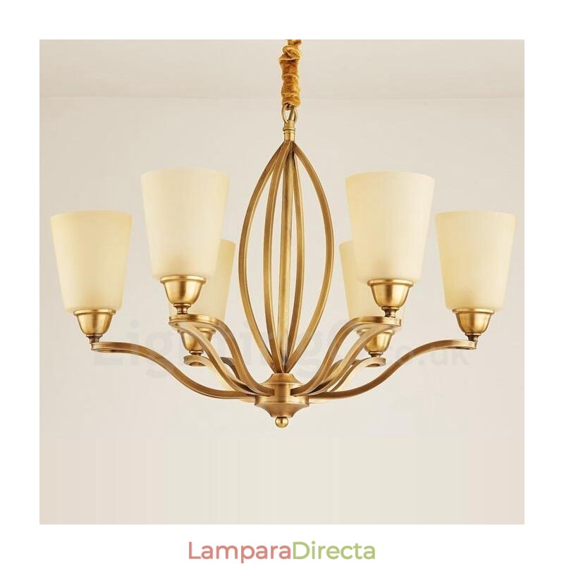 Lámpara de araña de metal integrada estilo rústico de 6 luces