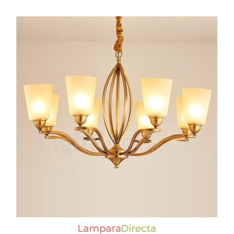 Lámpara de araña de metal integrada estilo rústico de 8 luces