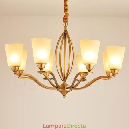 Lámpara de araña de metal integrada estilo rústico de 8 luces Lámpara de araña de metal integrada estilo rústico de 8 luces