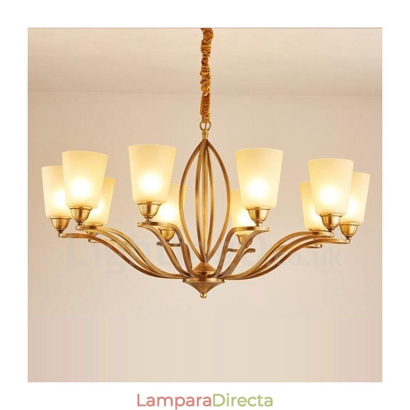 Lámpara de araña de metal integrada de estilo rústico Lodge de 10 luces