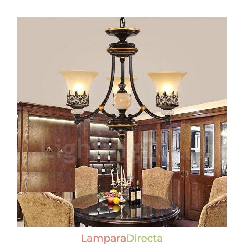 Lámpara de araña clásica tradicional de metal integrada de 3 luces